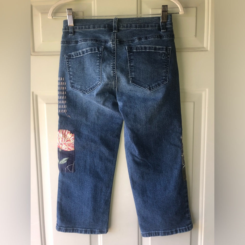 DG2 Diane Gilman denim patchwork capris size 2 P - Picture 3 of 3